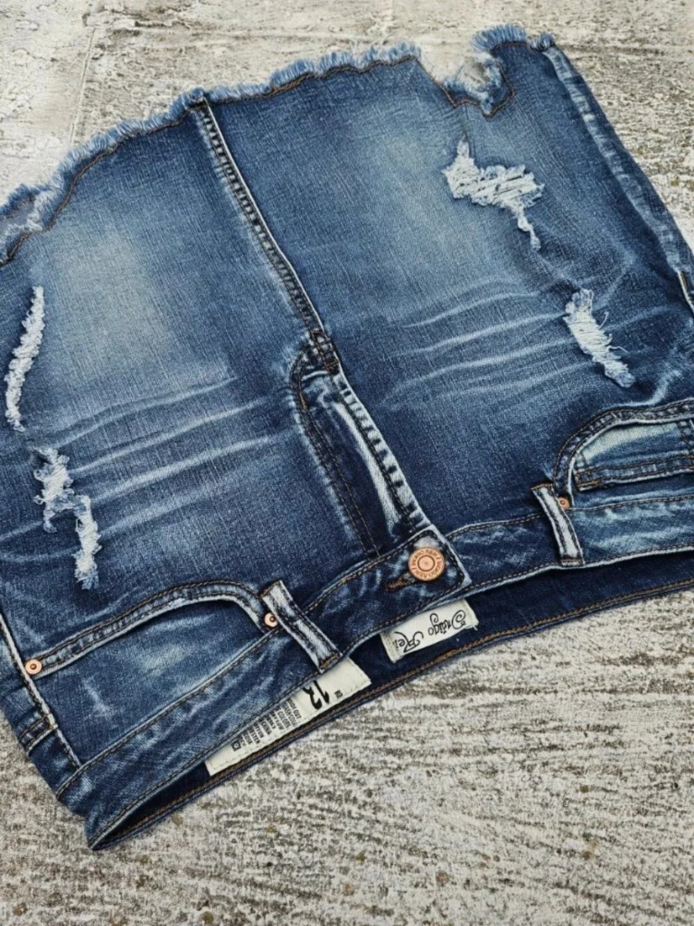 Indigo Rein Women Skirt Blue Denim Jeans Ripped Skirts Size 13 - Picture 9 of 10
